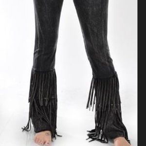 T Party double fringed western yoga pants black